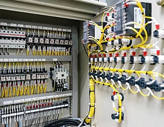 Gabinete de control con cableado de señal