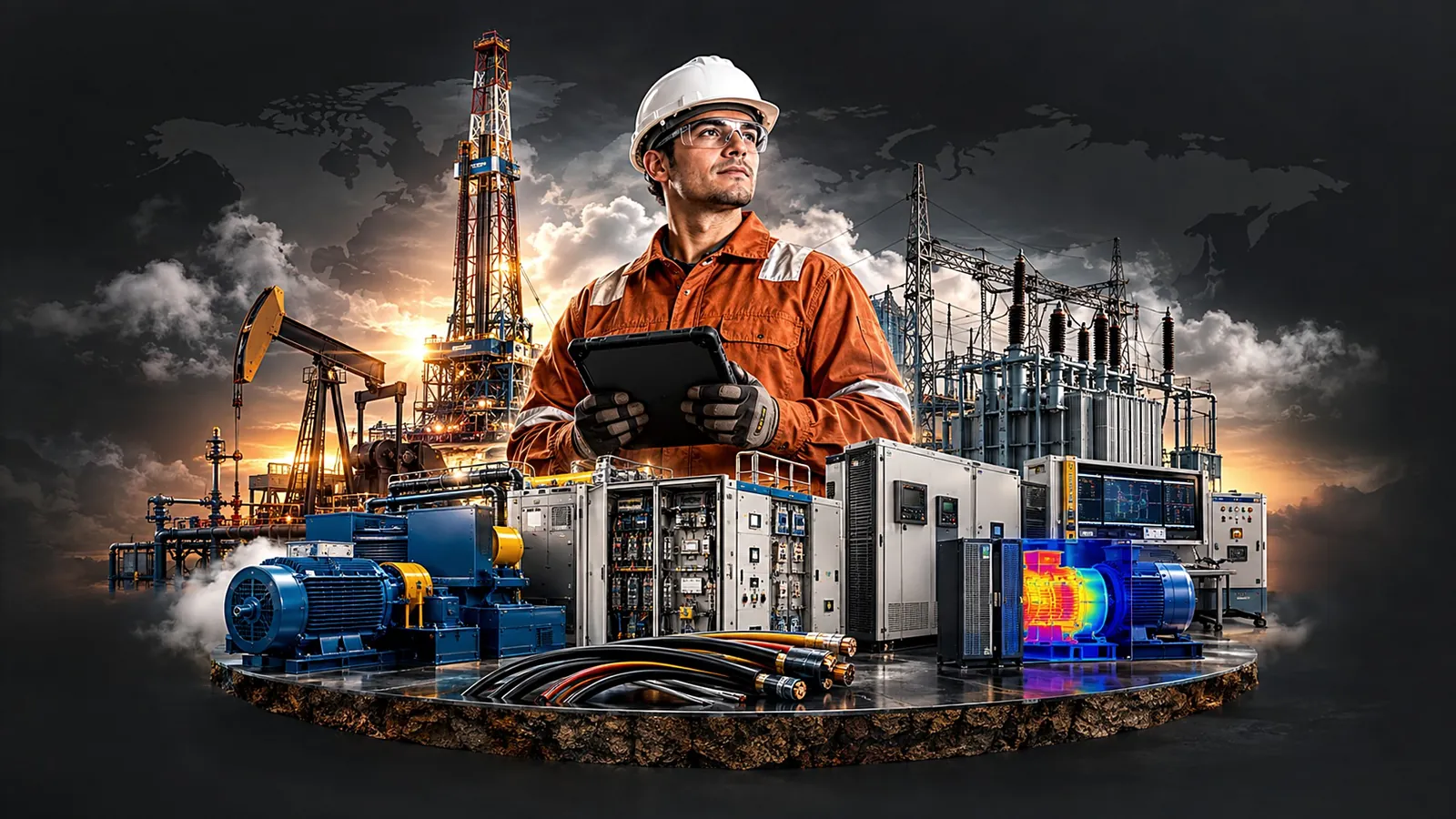 Técnico de SalVar supervisando instalaciones eléctricas de la industria petrolera